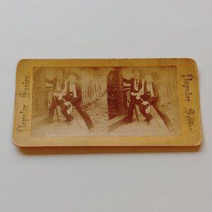 ANTIQUE STEREOGRAPH CARD Men in the Street1930s